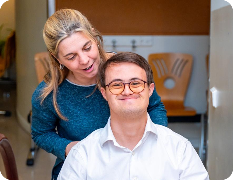 A caregiver reviewing care options with a resident
